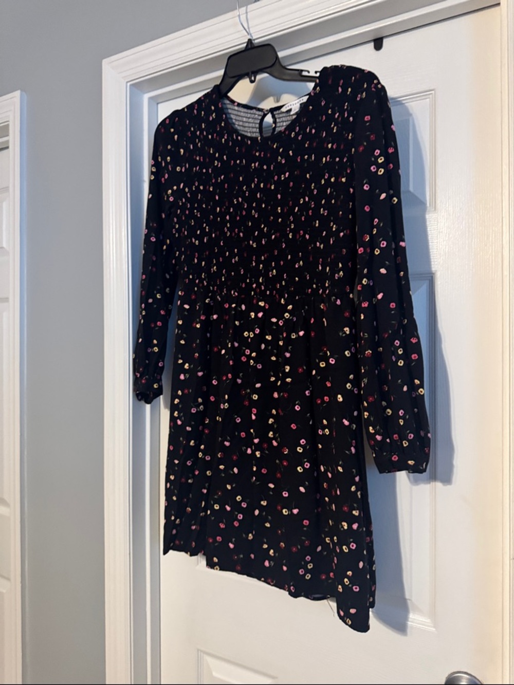 POPSUGAR Black Mini Dress with Pink and Yellow Floral Print
